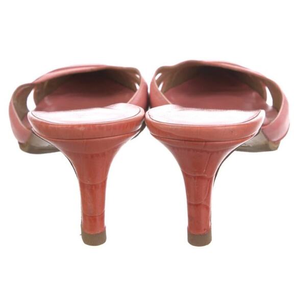 Valentino Embossed Leather Kitten Heels Mule Slides Pink Rose Size 37.5 / US 7.5 - Picture 11 of 15